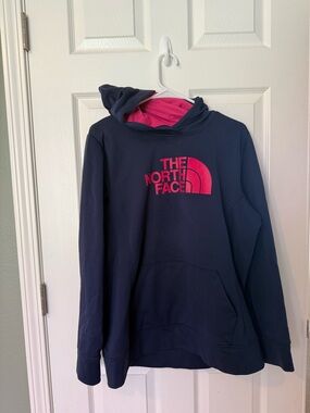 The North Face Navy Jacket with Pink Hood Lining